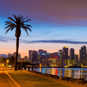 San Diego skyline at sunset